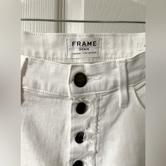 FRAME Denim London - Los Angeles Le High Skinny White Distressed Button-up sz 31 - Picture 5 of 9